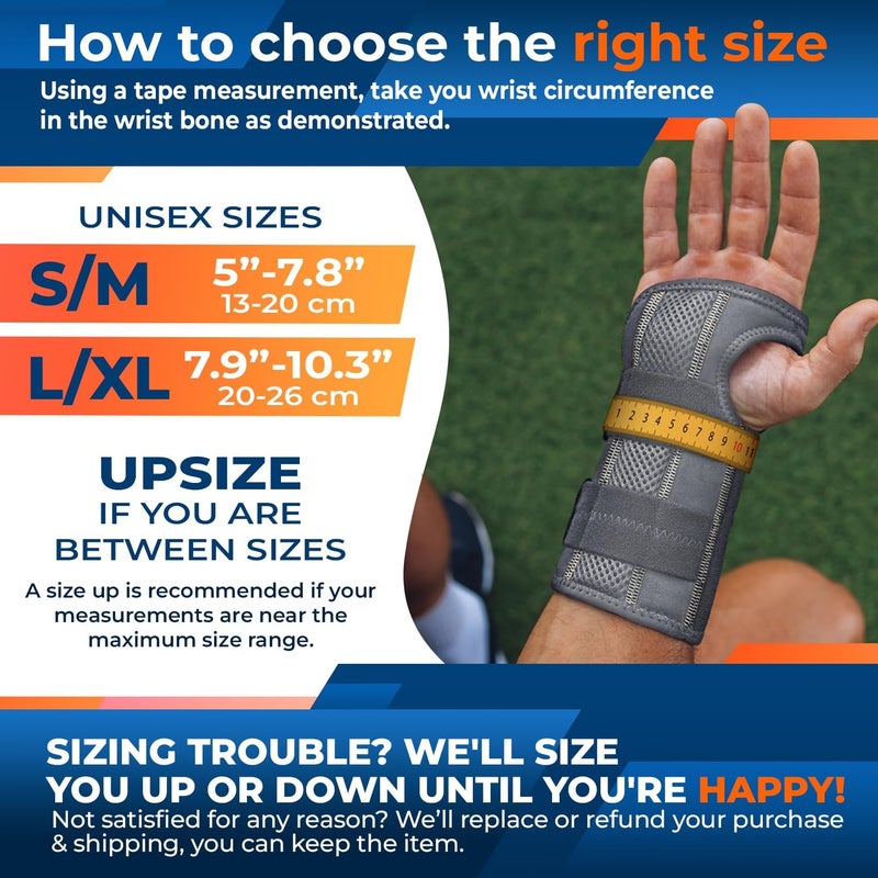DR. BRACE Adjustable Wrist Brace Night Support for Carpal Tunnel, Doctor Developed, Upgraded with Double Splint & Therapeutic Cushion,Hand Brace for Pain Relief,Injuries,Sprains (S/M Right Hand, Grey) - Image 5